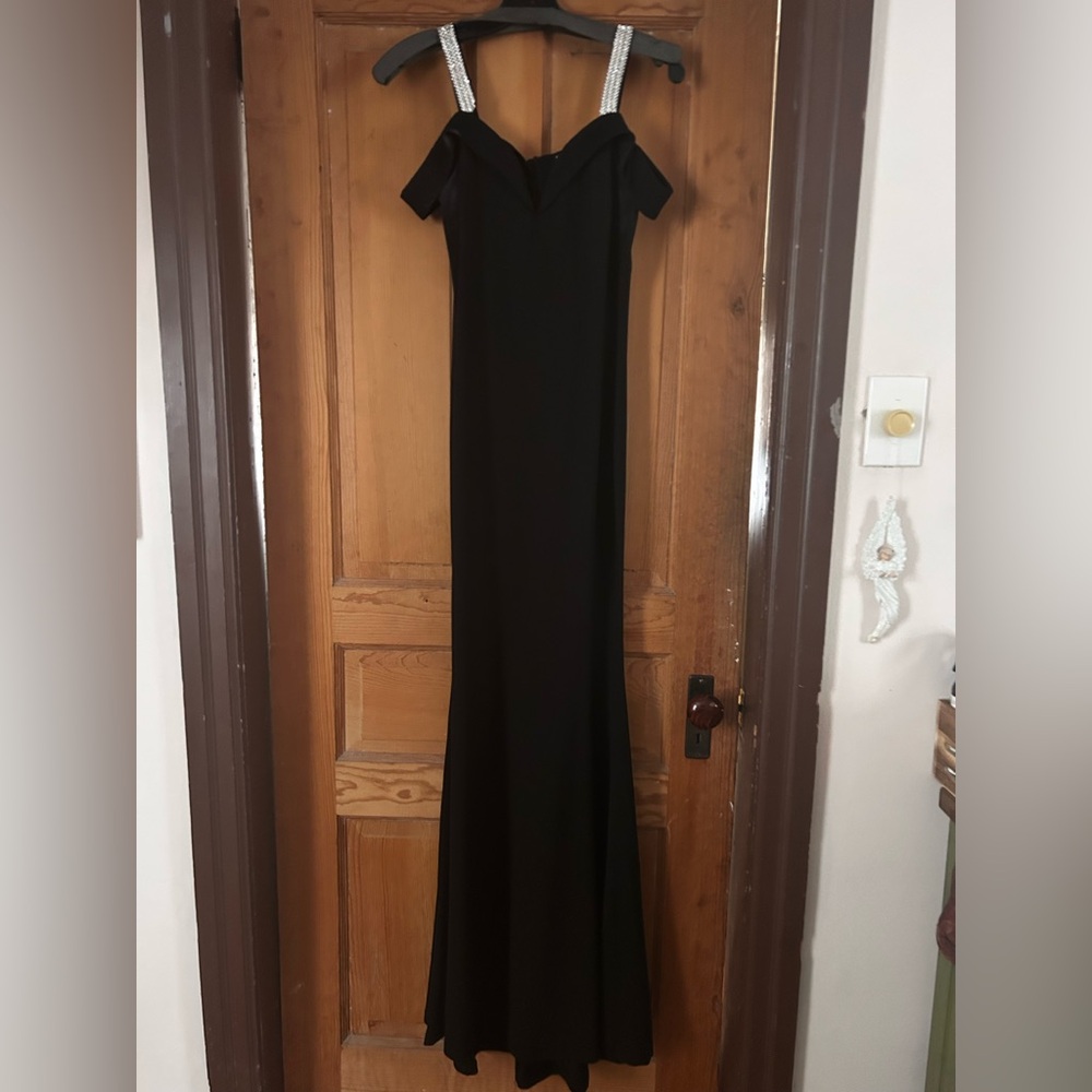 Elegant Black Off-Shoulder Evening Gown